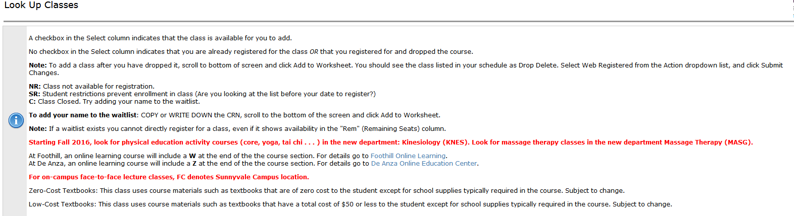 Description on how to look up classes