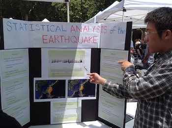 Male student with Japanese earthquake analysis project.