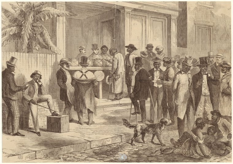 free men voting in New Orleans, 1867