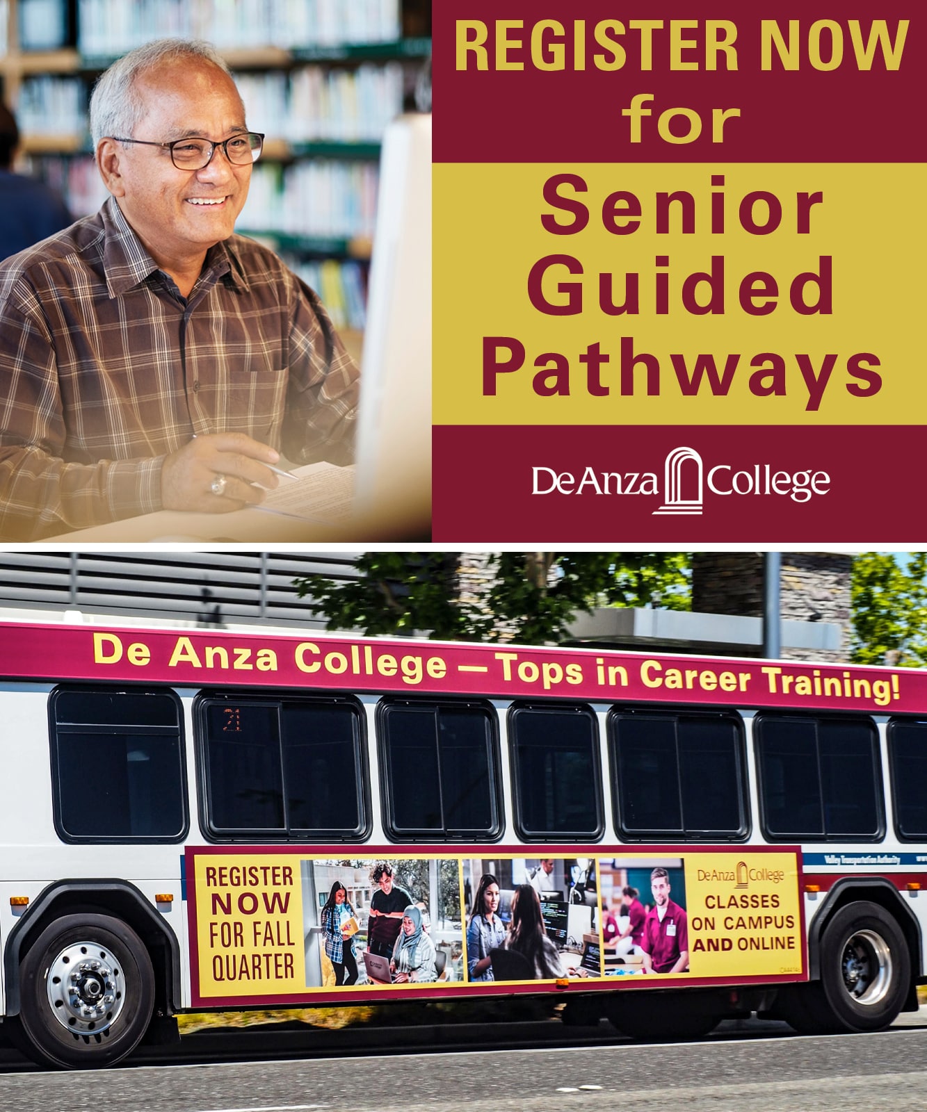 senior guided pathways ad with man
