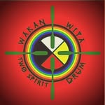 Wakan Wiya Drum Logo on a red background