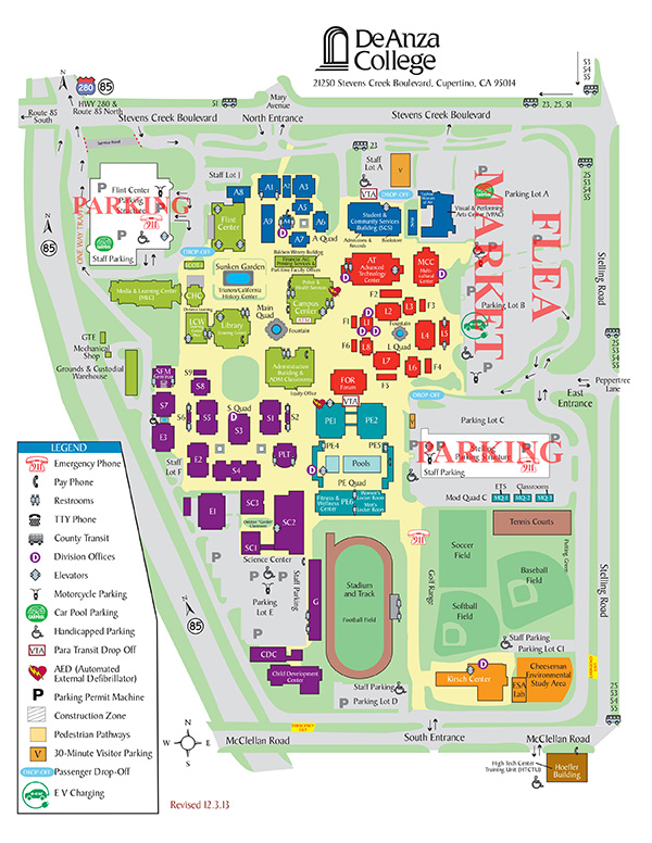De Anza Campus Map with DASB Flea Market Location Marked