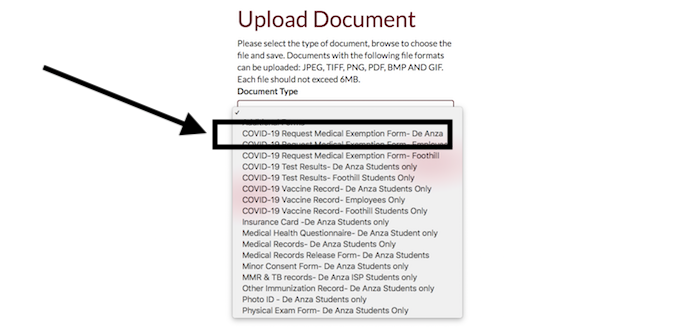 screenshot of PyraMED upload screen with exemption request as document type