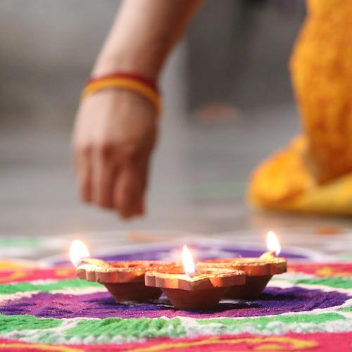 colorful candle celebrating Diwali