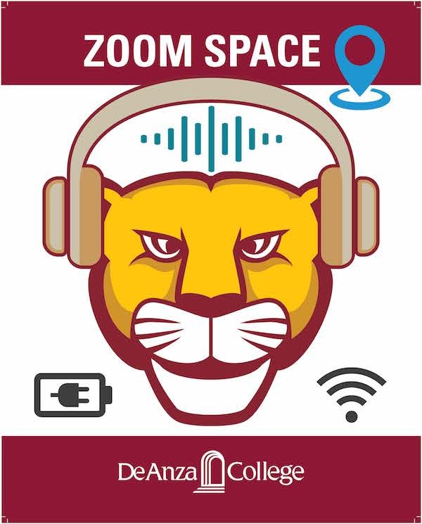 Zoom Space - De Anza College - mountain lion wearing headphones