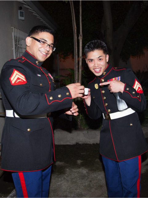 Ho in dress uniform with friend